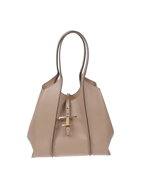 Mała shopperka Tod's skórzana beżowa