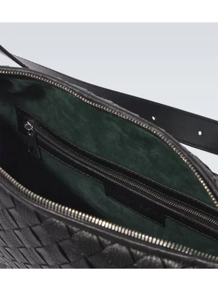 Kožená taška Bottega Veneta čierna