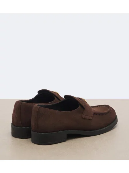 Pantofi loafer Prada din piele de căprioară maro