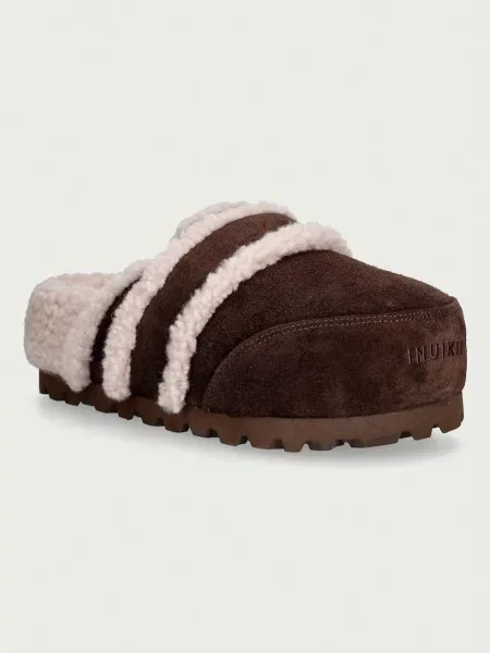 Inuikii șlapi cu platformă pentru femei din piele întoarsă Cozy Loafer maro