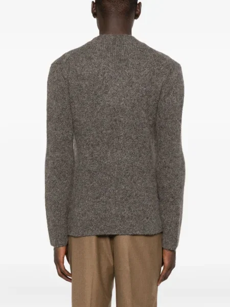 Pulover Emporio Armani de lână cu decolteu rotund maro