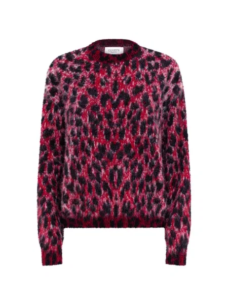 Pulover Laneus cu imagine cu model leopard roșu