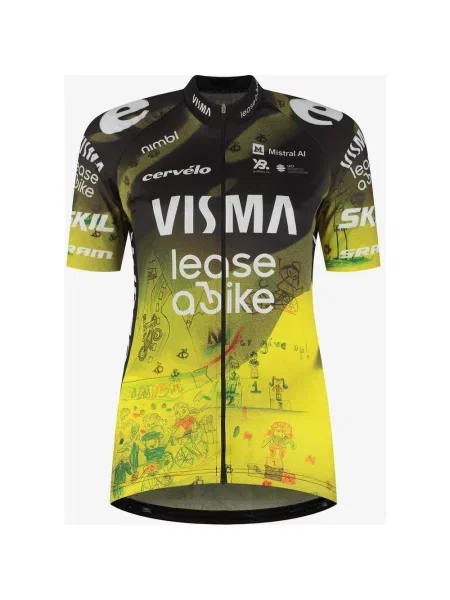 Koszulka Team Visma Lease a Bike Tour de France Femmes Replica z krótkim rękawem żółty S czarny