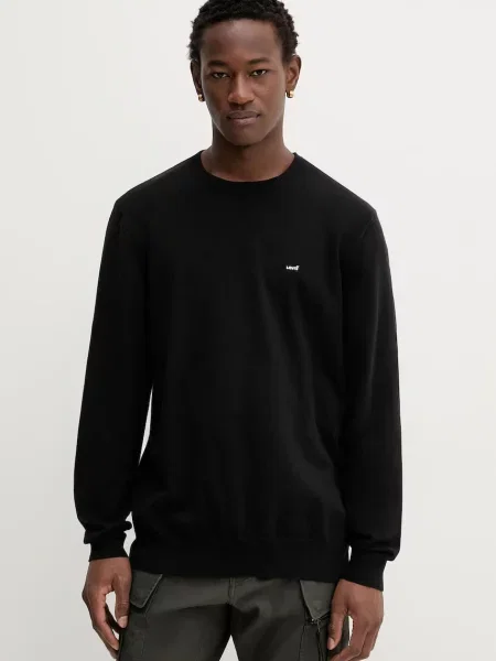 Пуловер Levi's мъжки зелено от лека материя с поло черно