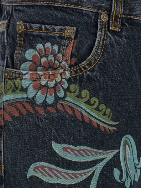 Blugi Etro cu model floral cu imagine albastru