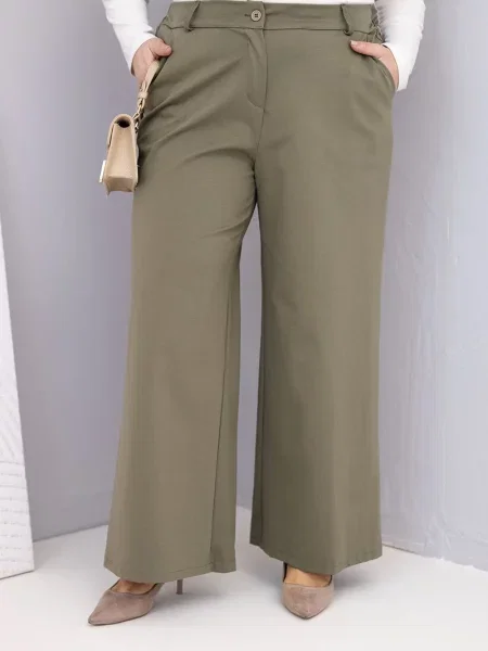 Pantaloni Kesi Włoski cu talie înaltă alb