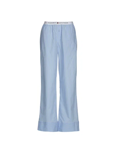 Pijama pantaloni Tommy Hilfiger cu dungi din poplin albastru