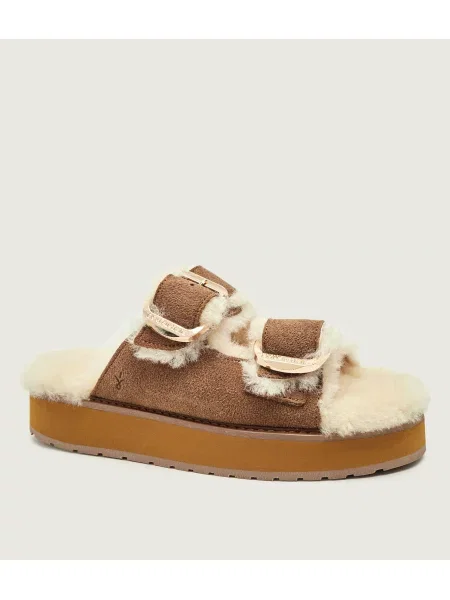 EMU Australia Căptușite șlapi Cabello | piele întoarsă | shearling bej
