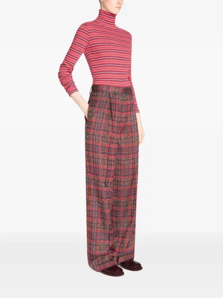Pantaloni Dries Van Noten din jacard roșu