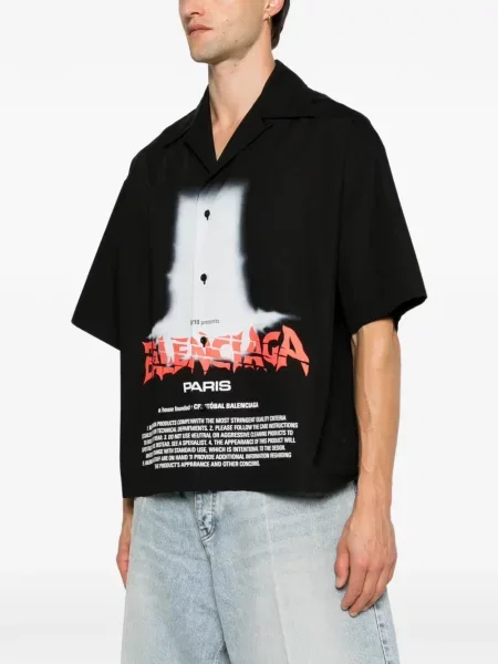 Scurt cămașă Balenciaga cu imagine negru