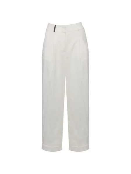 Pantaloni Peserico de catifea cord alb