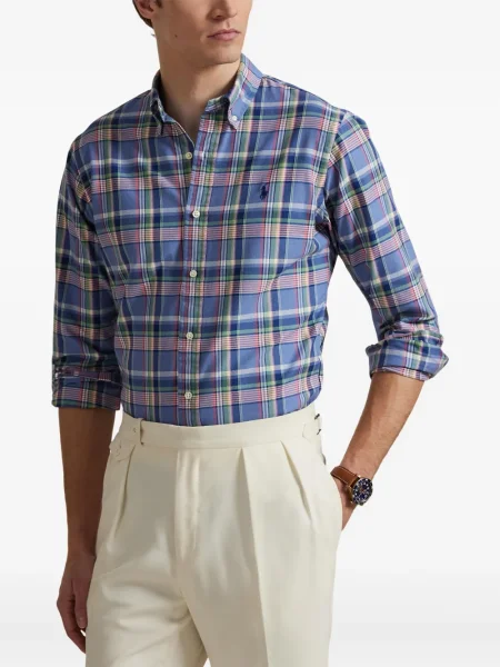 Șapcă Polo Ralph Lauren cu broderie din țesătură twill în carouri albastru