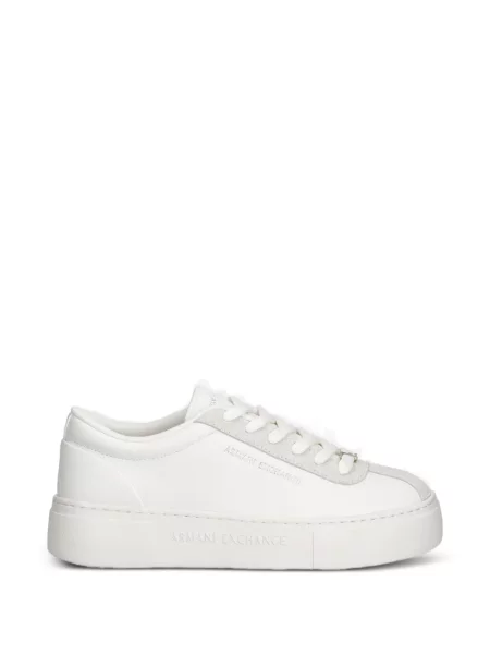 Sneakerși Armani Exchange cu platformă cu autograf alb