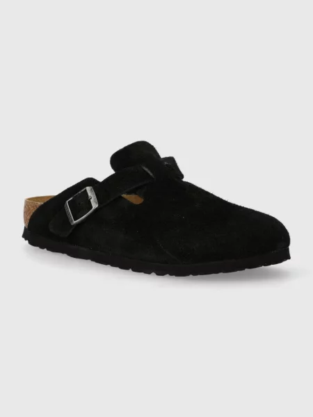 Birkenstock papuci din piele Boston negru