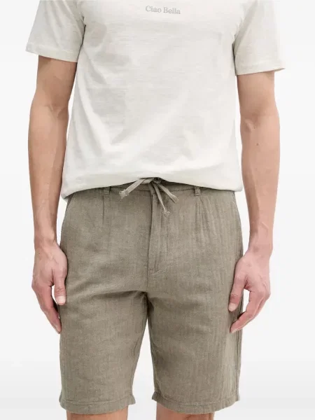 Pantaloni scurți Lindbergh cu model herringbone cu cordon verde