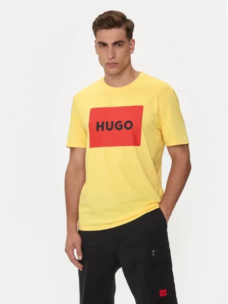 Тениска HUGO с принт жълто