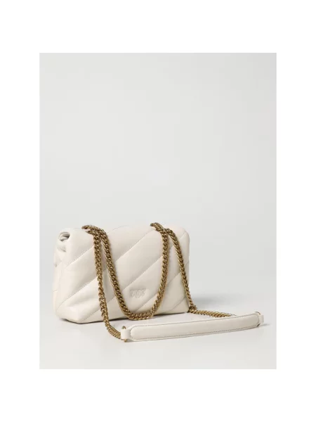 Mała mały torebka skórzana Pinko skórzana biała
