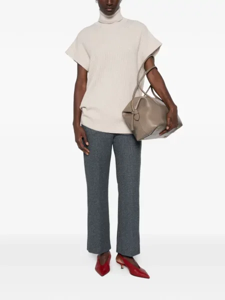 Pantaloni Max Mara în carouri gri