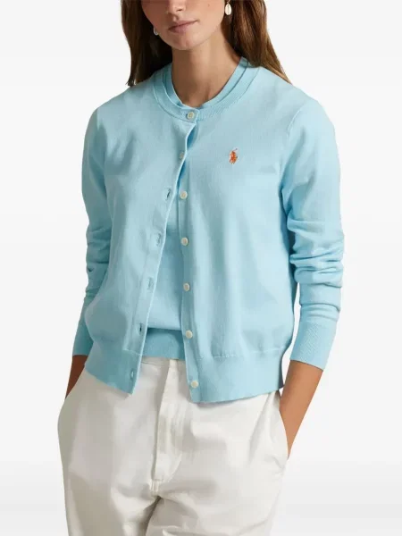 Iš natūralios odos trumpas dryžuotos polo marškinėliai Polo Ralph Lauren pilka