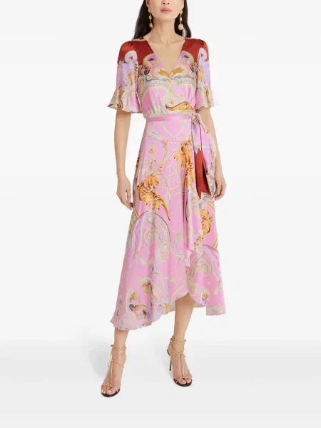 Raštuotas apvynioti kostiumas suknele Temperley London rožinė