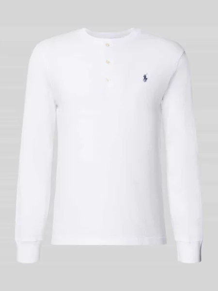 Bluzka z długim rękawem o kroju regular fit z czystej bawełny Polo Ralph Lauren biała
