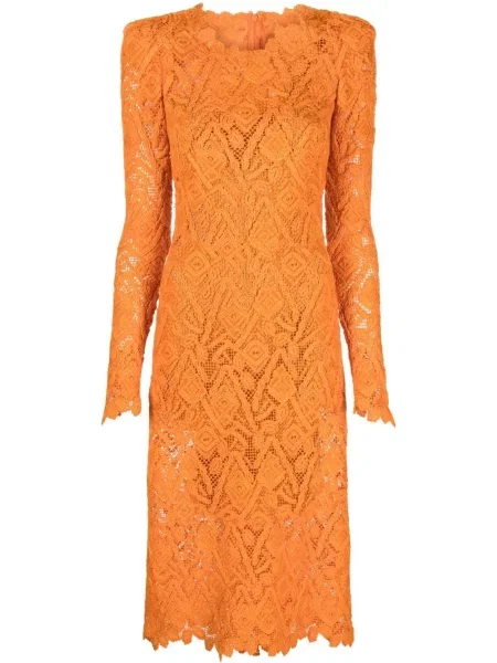 Rochie maxi Ermanno Scervino din dantelă lungă de costum portocaliu