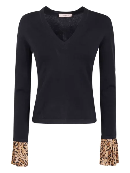 Pulover Twinset cu volane negru