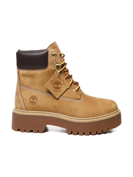 Botki Timberland zamszowe na platformie w miejskim stylu beżowe