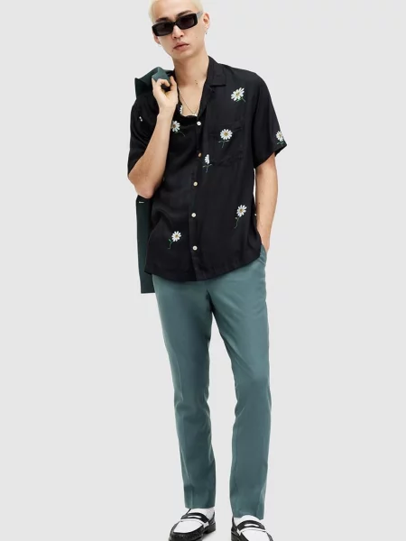 AllSaints pantaloni din lână MOAD TROUSER mulata turcoaz