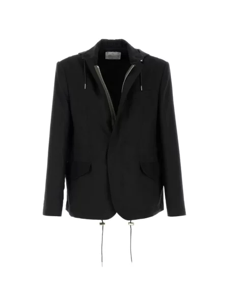 Geacă Sacai cu glugă din țesătură twill negru