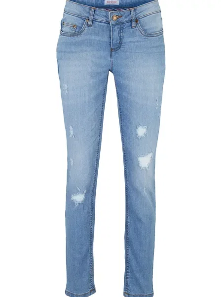 Jeansy ze stretchem skinny mid waist niebieskie