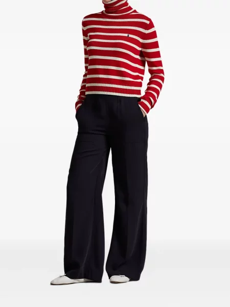 Lininis dryžuotas marškinėliai Polo Ralph Lauren pakopinis balta