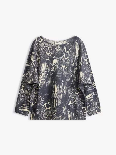 Sweter we wzór skóry węża z rękawami typu nietoperz szary