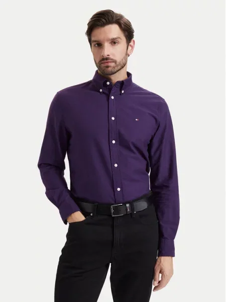 Tommy Hilfiger Πουκάμισο Solid Heritage μωβ