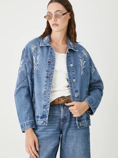 Medicine geacă jeans de tranziție oversize albastru