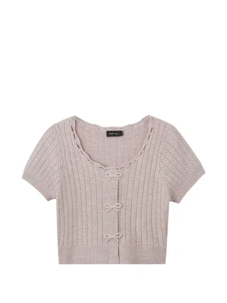 Dzianinowy top Tout A Coup z kokardką różowy