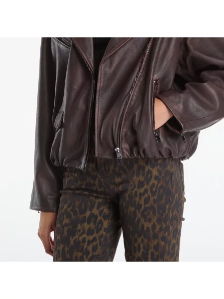 Μπουφάν AllSaints Samina Biker Oxblood Red 2 κόκκινο