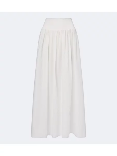 Fusta maxi Montce din poplin alb