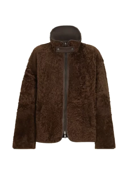 Reversibil geacă Brunello Cucinelli din piele de oaie maro