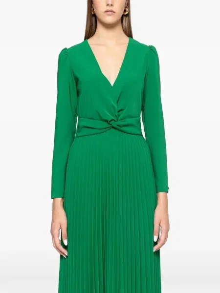 Rochie midi Nissa plisată până la genunchi de costum verde