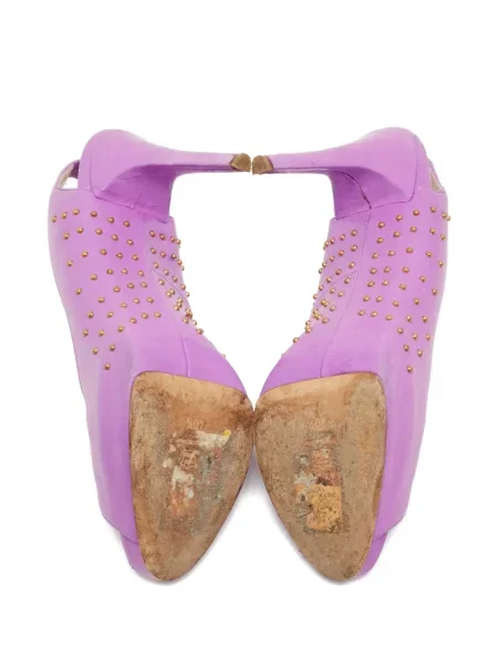 Kožené lodičky Brian Atwood se cvočky s otevřenou patou fialové
