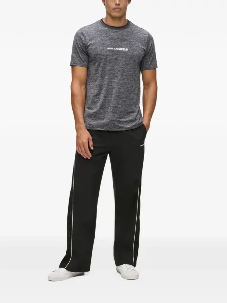 Pantaloni Karl Lagerfeld cu dungi cu imagine negru