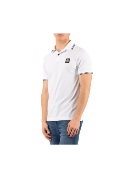 Koszulka polo Stone Island z kamieniami biała