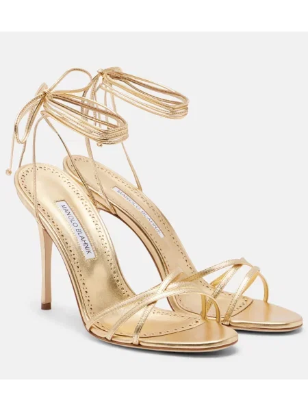 Sandale Manolo Blahnik din piele auriu