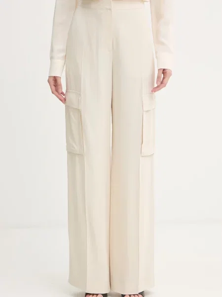 BOSS spodnie cargo z wiskozą beżowe