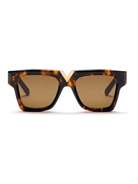 Lniane okulary przeciwsłoneczne Valentino retro żółte