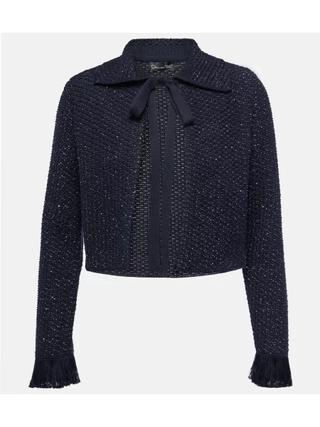 Geacă Oscar De La Renta din tweed albastru