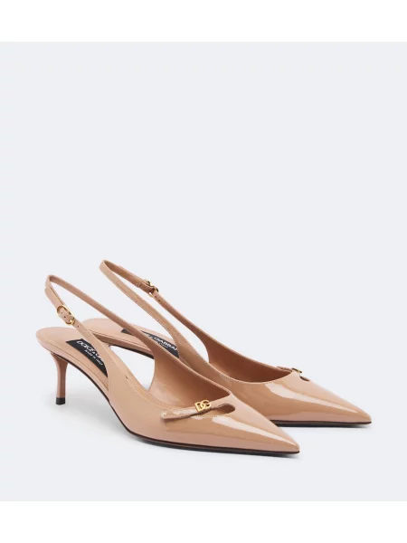 Pantofi cu toc Dolce&gabbana din piele de lac slingback bej