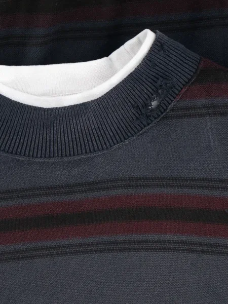 Pulover Balenciaga zdrențuiți cu dungi albastru