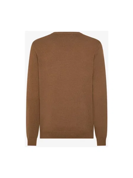 Sweter Sun68 wełniany z wzorem argyle brązowy